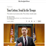 トム・コットン米上院議員がニューヨーク・タイムズ紙に寄稿した論考
