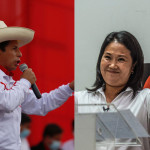ペルー大統領選の決選投票に進んだケイコ・フジモリ氏（右、４月１４日）とペドロ・カスティジョ氏（５月１８日）＝リマ（ＡＦＰ時事）