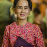 クーデターで捕らえられたままのミャンマーのアウンサンスーチー国家顧問＝２０１６年２月、ネピドー（ＡＦＰ時事）