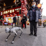春節を迎える上海、ロボットの「愛犬」と散歩中